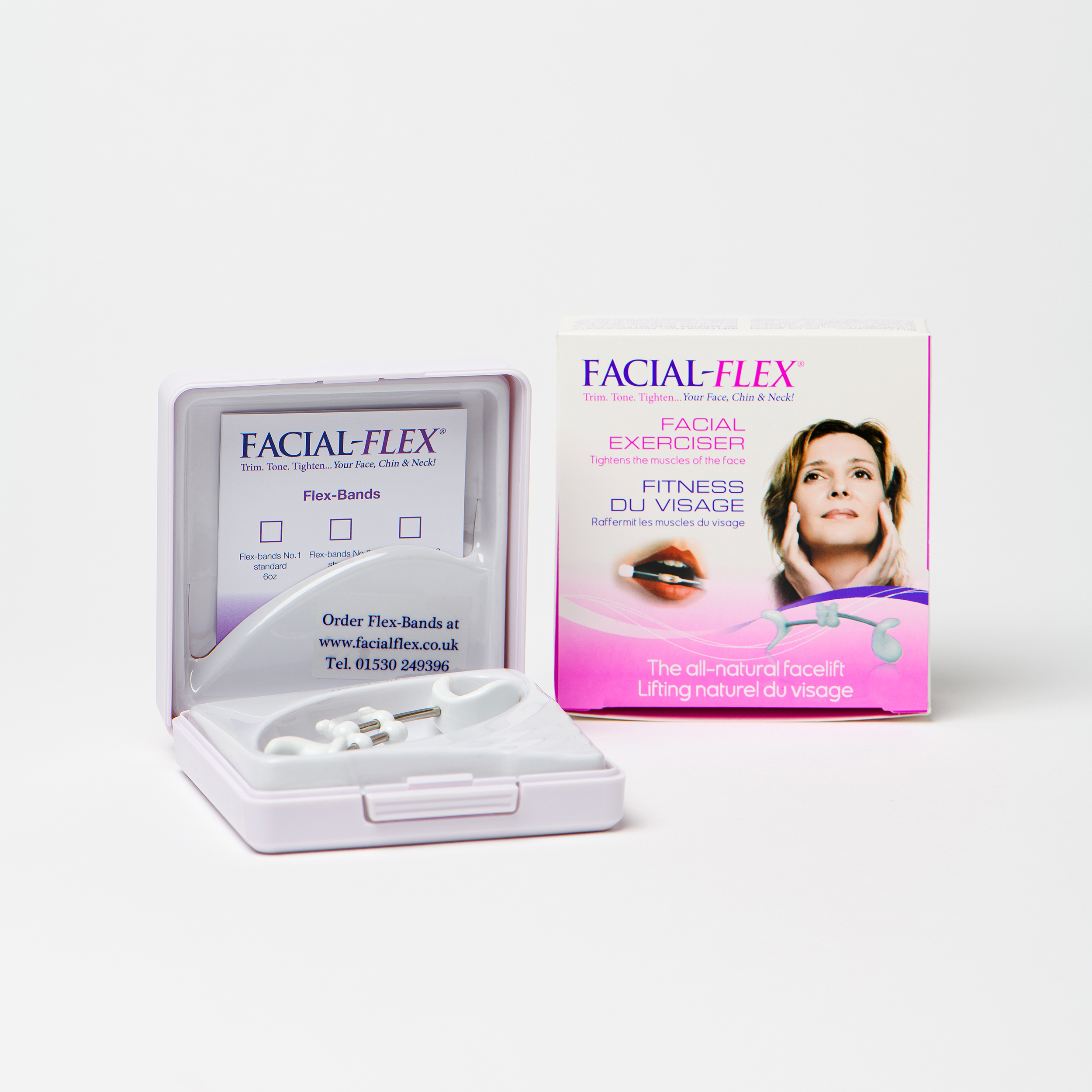 Kit Exercitador Facial Força muscular rosa +aparelho Ginástica Facial Flex